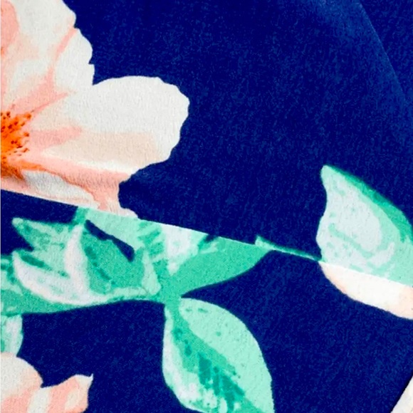 Lulus Blooming Bright Blue Floral Print High-Low Wrap Midi Dress Size Small NWT - Picture 4 of 10